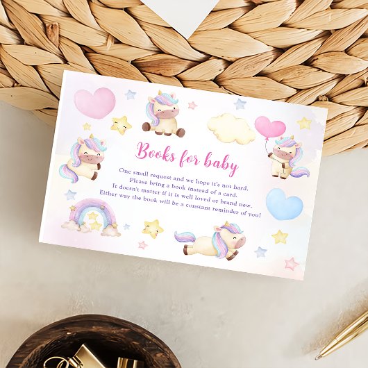 Magische Pastel Eenhoorn Regenboog Verjaardagsfees Informatiekaartje