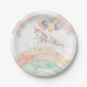 Magische Pastel Eenhoorn Verjaardag Papieren Bordje (Voorkant)