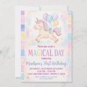 Magische Pastel Eenhoorn Verjaardag Uitnodiging (Voorkant)
