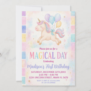 Magische Pastel Eenhoorn Verjaardag Uitnodiging