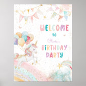 Magische Pastel Eenhoorn Verjaardag Welkom Poster (Voorkant)