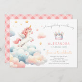 Magische Pastel Eenhoorn Verjaardagsfeest Kaart (Voorkant / Achterkant)