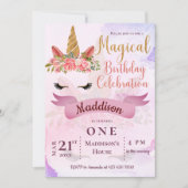Magische Pastel Eenhoorn Verjaardagsfeestuitnodigi (Voorkant)