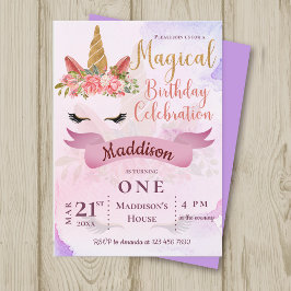 Magische Pastel Eenhoorn Verjaardagsfeestuitnodigi