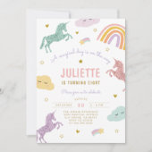 Magische pastel glitter eenhoorn regenboog verjaar kaart (Voorkant)