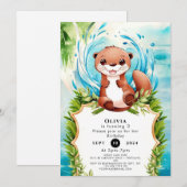 Magische pastel otter verjaardag kaart (Voorkant / Achterkant)