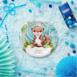 Magische pastel otter verjaardag papieren bordje