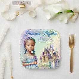 Magische Pastel Prinses Fantasy Regenboog Kasteel Papieren Bordje