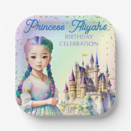 Magische Pastel Prinses Fantasy Regenboog Kasteel Papieren Bordje