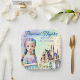 Magische Pastel Prinses Fantasy Regenboog Kasteel Papieren Bordje