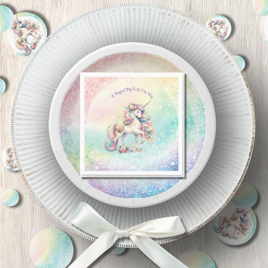 Magische Pastel Radiant Rainbow Unicorn Party Servet