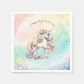 Magische Pastel Radiant Rainbow Unicorn Party Servet (Voorkant)