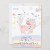 Magische Pastel Rainbow Schattige Eenhoorn Verjaar Kaart (Voorkant)