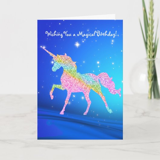 Magische Pastel Rainbow Unicorn Verjaardag Kaart (Voorkant)