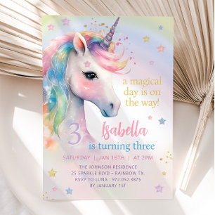 Magische Pastel Rainbow UNICORN Verjaardagsfeest Kaart