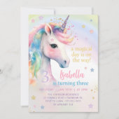 Magische Pastel Rainbow UNICORN Verjaardagsfeest Kaart (Voorkant)