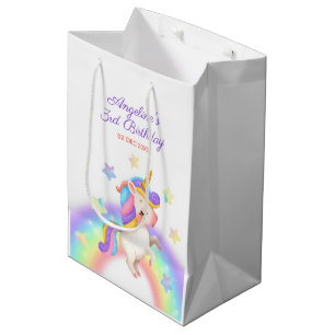 Magische Pastel Regenboog Sterren Eenhoorn Verjaar Medium Cadeauzakje