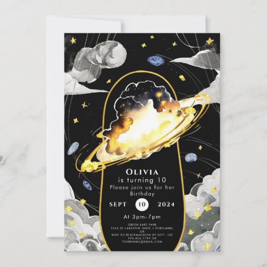 Magische pastel ruimte verjaardag kaart (Voorkant)