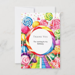 Magische Pastelkleurige Candyland Verjaardag Bedankkaart