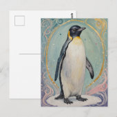 magische pastelpinguïn briefkaart (Voorkant / Achterkant)
