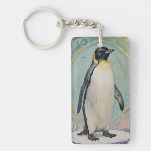 magische pastelpinguïn sleutelhanger