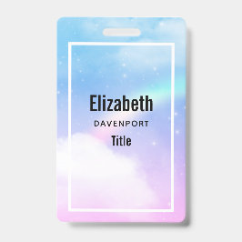 Magische pastelwolken en een regenboog badge