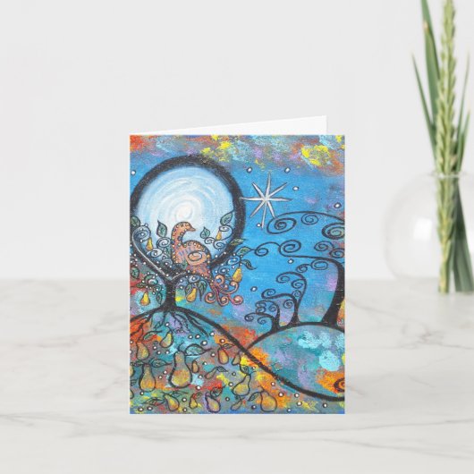 Magische Patrijs in een Kerstkaart van de Boom van Feestdagen Kaart (Voorkant)