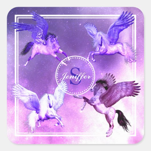 Magische Pegasus Universe. Vierkante Sticker (Voorkant)