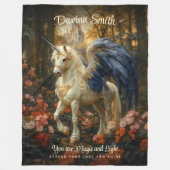 Magische Pegasus Wit Blauw Fantasy Eenhoorn Fleece Deken (Voorkant)