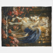 Magische Pegasus Wit Blauw Fantasy Eenhoorn Fleece Deken (Voorkant (Horizontaal))