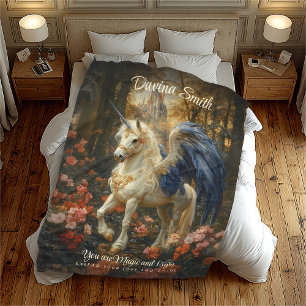 Magische Pegasus Wit Blauw Fantasy Eenhoorn Fleece Deken