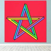Magische Pentakel Opgespannen Canvasprint Canvas Afdruk (Insitu (Houten vloer))