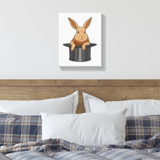 Magische pet van konijn canvas afdruk (Insitu (Slaapkamer))