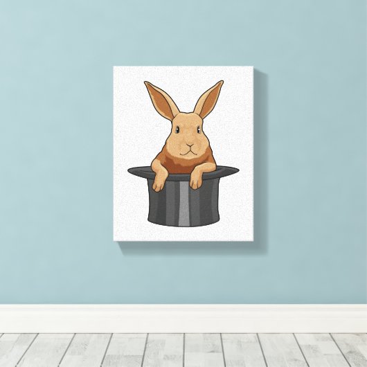 Magische pet van konijn canvas afdruk (Insitu (Houten vloer))