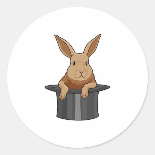 Magische pet van konijn ronde sticker (Voorkant)