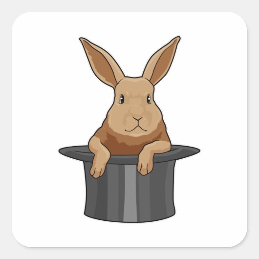 Magische pet van konijn vierkante sticker (Voorkant)