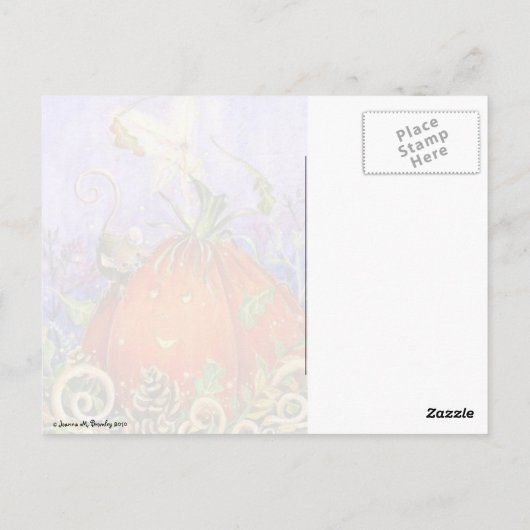 Magische pompoen en kleine vrienden briefkaart (Achterkant)