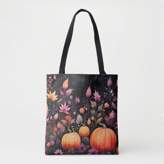 Magische pompoenen Paarse en Oranje herfstbladeren Tote Bag (Voorkant)