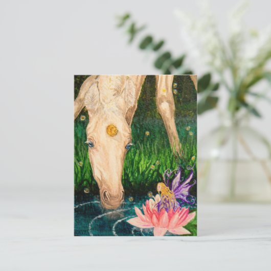 Magische Pond Unicorn & Fairy Fantasy briefkaart (Staand voorkant)