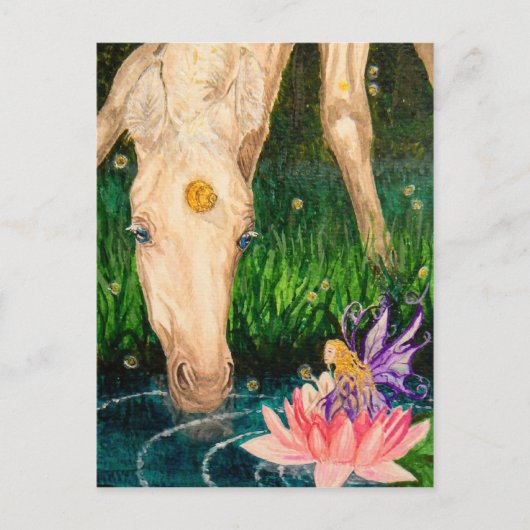 Magische Pond Unicorn & Fairy Fantasy briefkaart (Voorkant)
