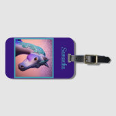 Magische Pony in Paars en Blauwgroen met de Naam v Bagagelabel (Voorkant (horizontaal))