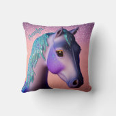 Magische Pony in Paars en Blauwgroen met de Naam v Kussen (Achterkant)
