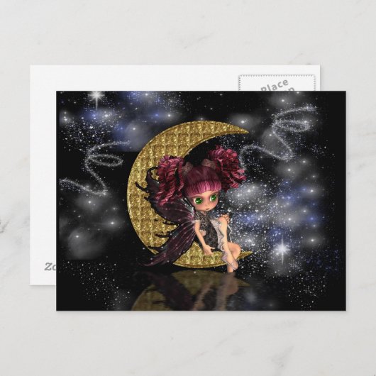 Magische postkaart schattige kleine maan fee (Voorkant / Achterkant)