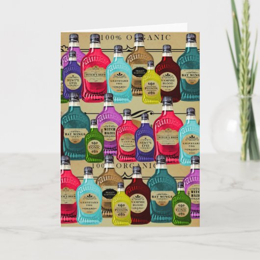 Magische Potie Apothecaire Halloween Tonic Fles Kaart (Voorkant)