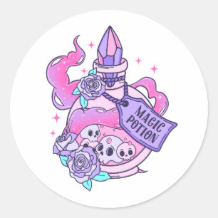 Magische Potion Schattige Roze Halloween Potion Fl Ronde Sticker