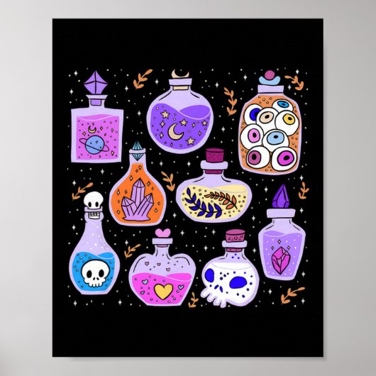 Magische Potions Flessen Witchy Halloween Print (Voorkant)
