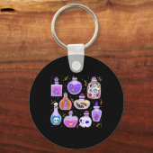 Magische Potions Flessen Witchy Halloween Print Sleutelhanger (Voorkant)
