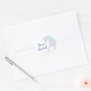 Magische Prancing Blauwe Eenhoorn Envelope Seal Ronde Sticker