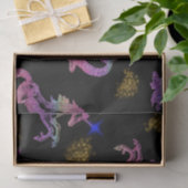 Magische Prancing Regenboog Eenhoorns op Zwart Tissuepapier (Geschenk)