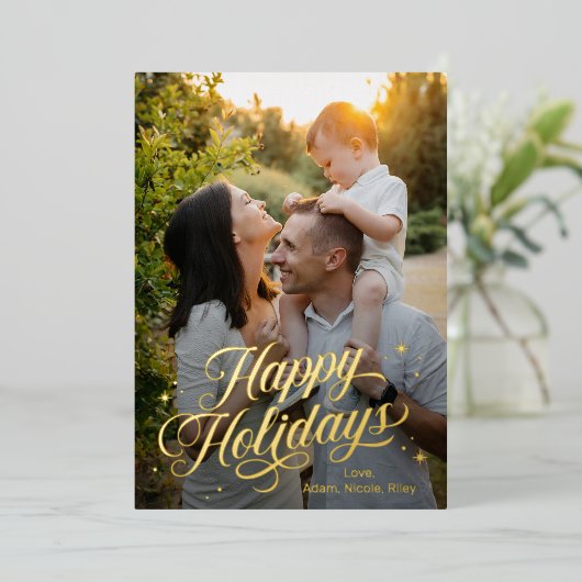 Magische Prettige feestdagen Folie-feestkaart Folie Uitnodiging (Staand Voorkant)